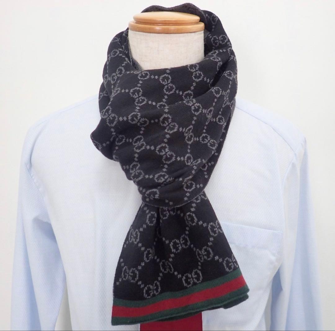 高級ウール新品正規✨GUCCIマフラー✨グッチマフラー❗️箱紙袋セット　グッチ