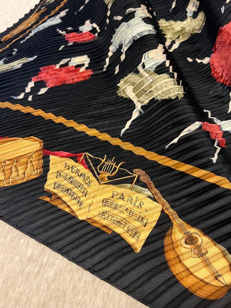 極美品 HERMES エルメス プリーツカレ90 黒 La Danceバレリーナ