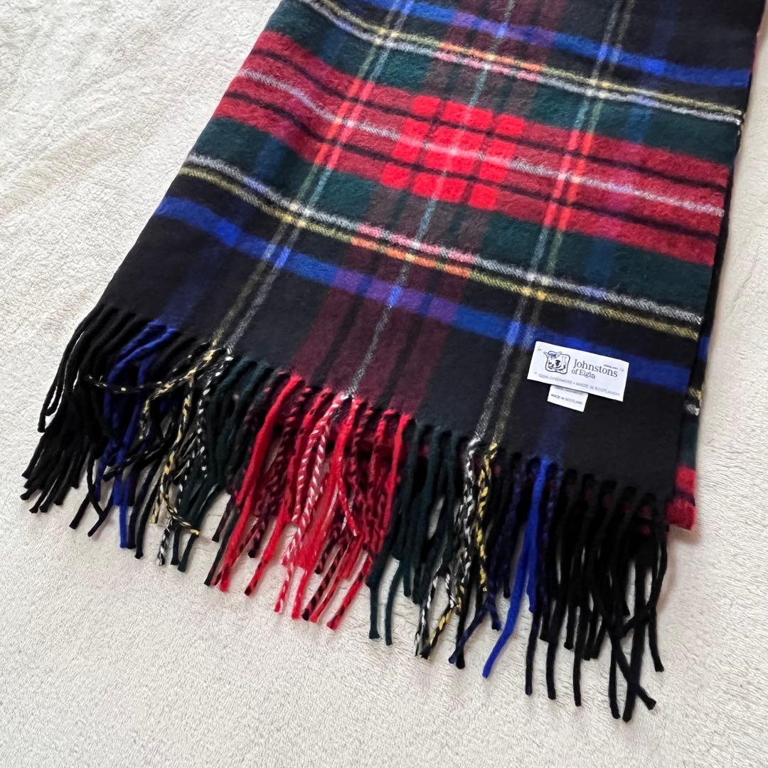 極美品✨ジョンストンズ カシミヤ大判ストール　ブラックスチュアート
