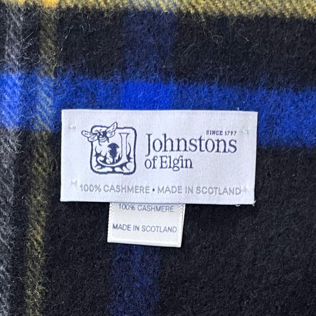 極美品✨ジョンストンズ カシミヤ大判ストール　ブラックスチュアート