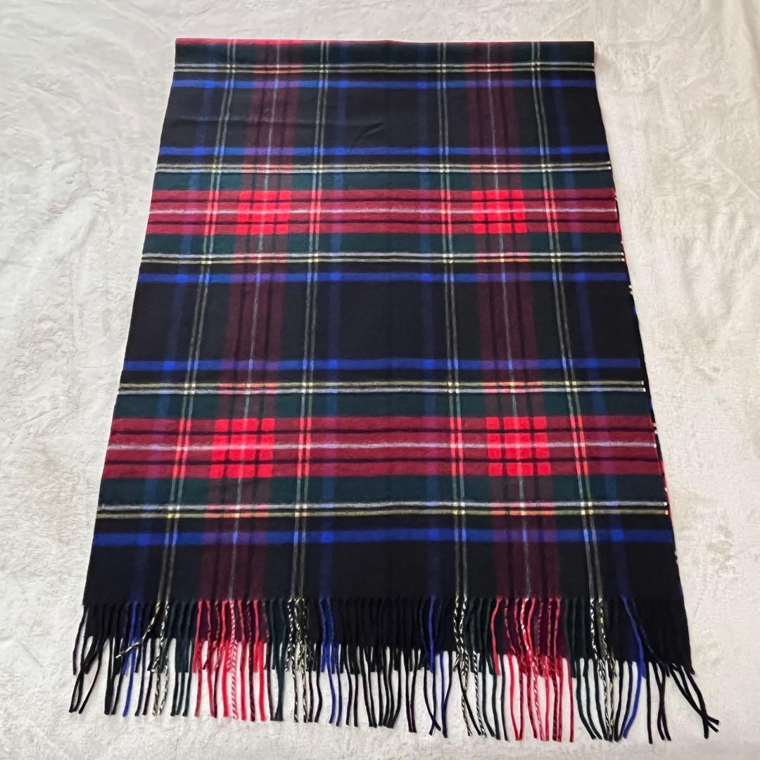 極美品✨ジョンストンズ カシミヤ大判ストール　ブラックスチュアート