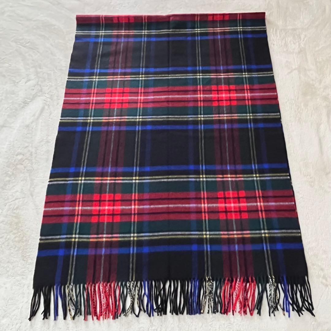 極美品✨ジョンストンズ カシミヤ大判ストール　ブラックスチュアート