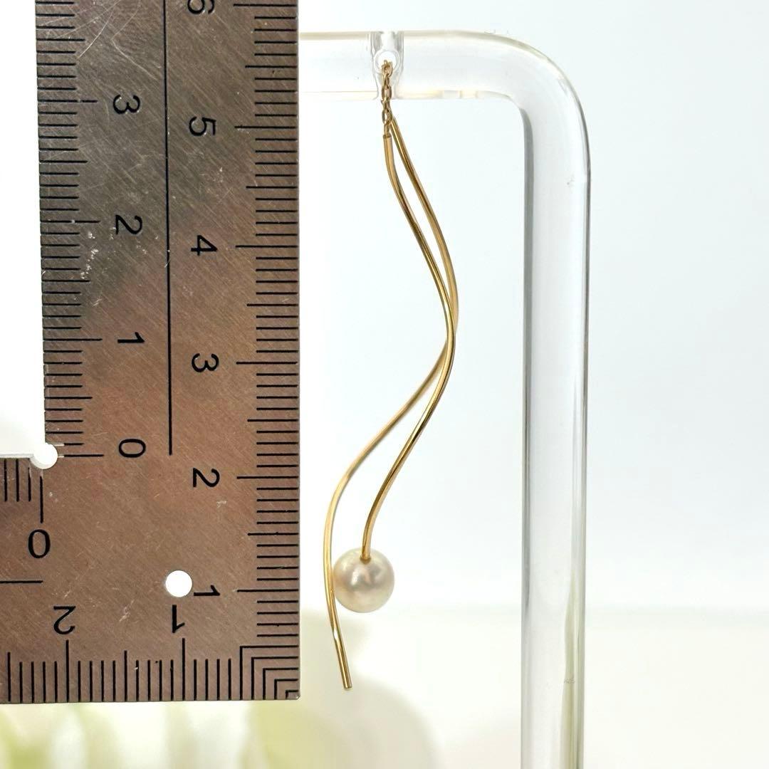 131【タサキ】K18 パール　アメリカンピアス　ロングピアス　片方のみ