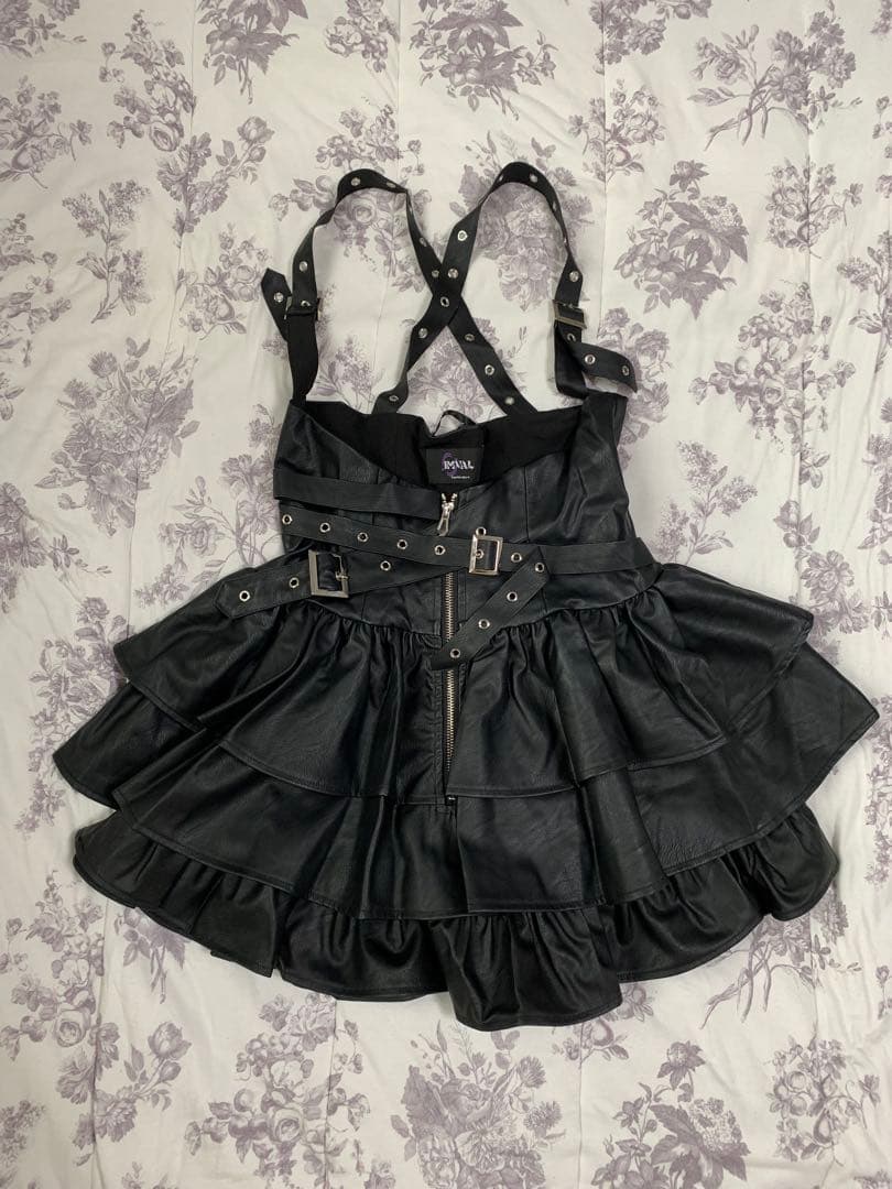 スカート QOOZA IMVAL Frill Leather Dress