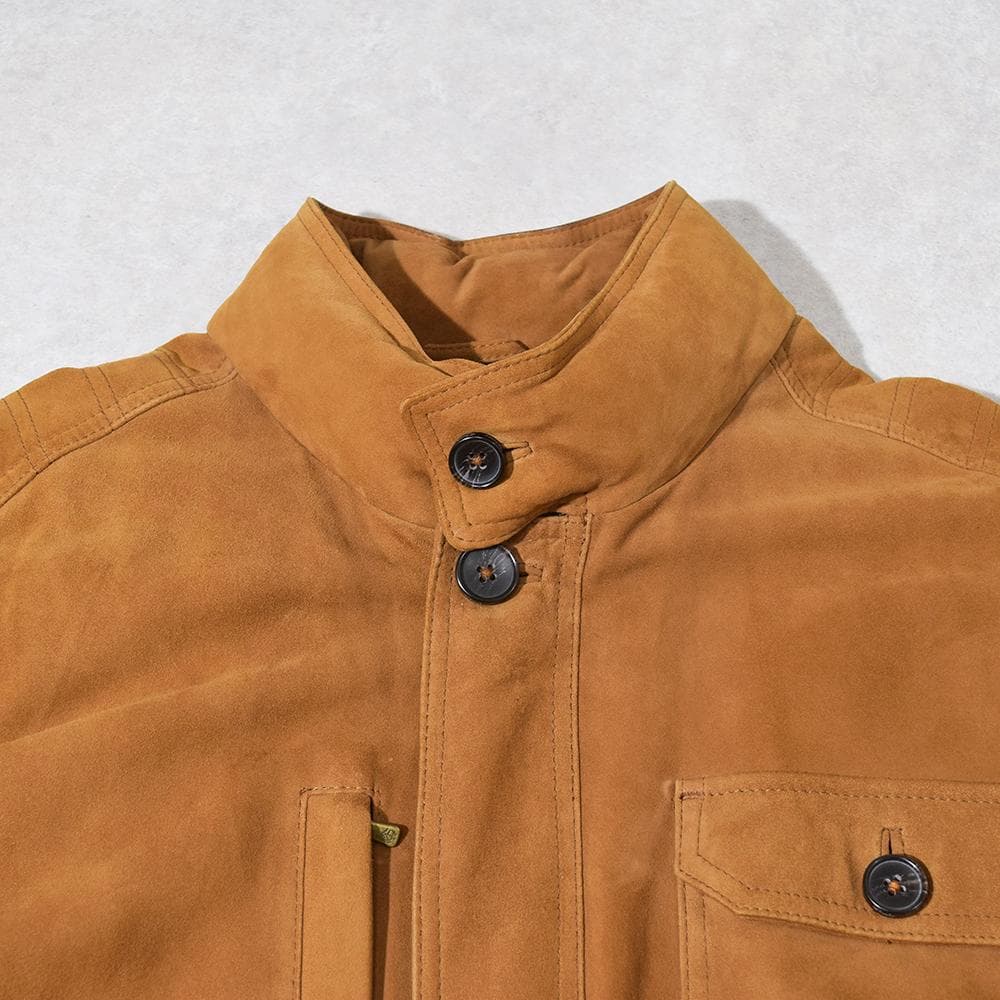 最高級 ブルックスブラザーズ 山羊革 スエード レザーダウンジャケット XL