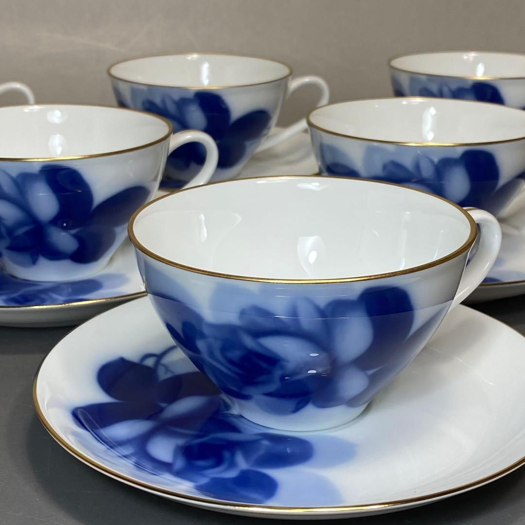 大倉陶園 OKURA カップ＆ソーサー 6客セット ブルーローズ 箱付 未使用