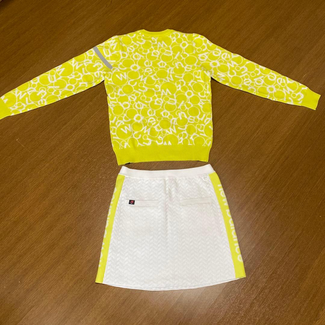 ニューバランス ゴルフ セットアップ ニット スカート 黄色 白 サイズ