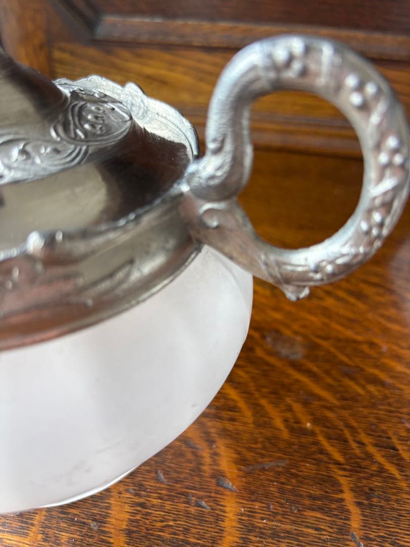 フランスアンティーク 素敵なビスケットジャー蓋付、取手付