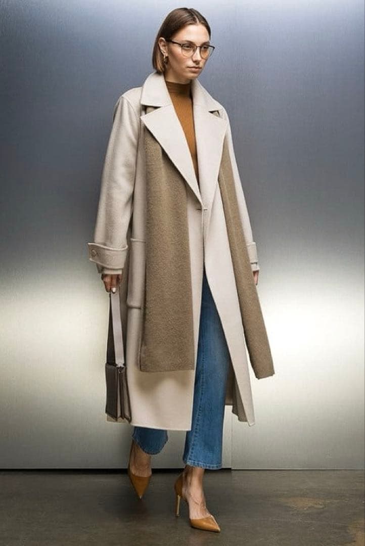 新品タグ付◇JOSEPH ダブルフェイスカシミヤコート38 シナモンカラー21