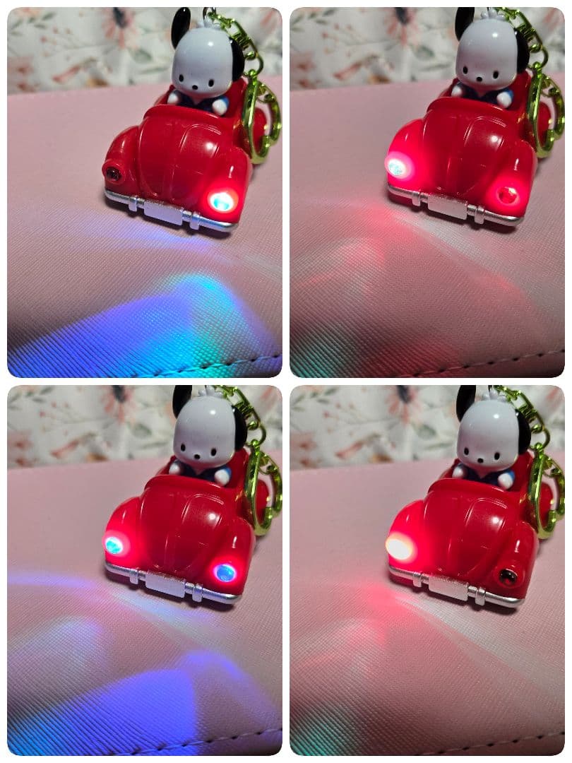 ★カスタムLEDライト付　くるま型 ライトキーホルダー ★ポチャッコ