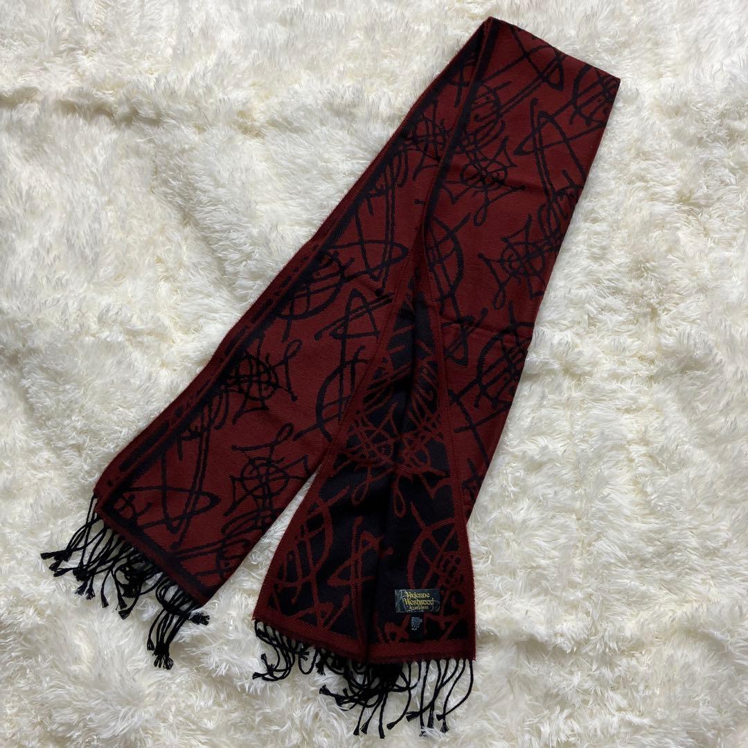 極美品 ヴィヴィアンウエストウッド リバーシブル マフラー イタリア製