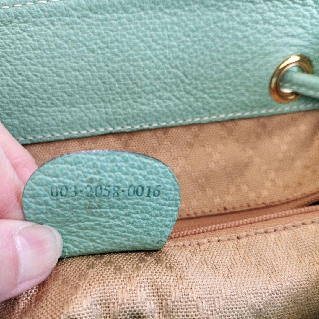 美品　GUCCI　 レザー　バンブーハンドル付きリュック　水色　ビンテージ　希少