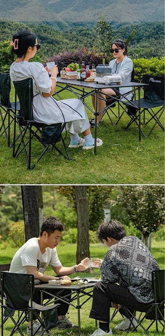 アウトドア折りたたみテーブル7点セット(95cm)簡単組立 コンパクトバッグ付