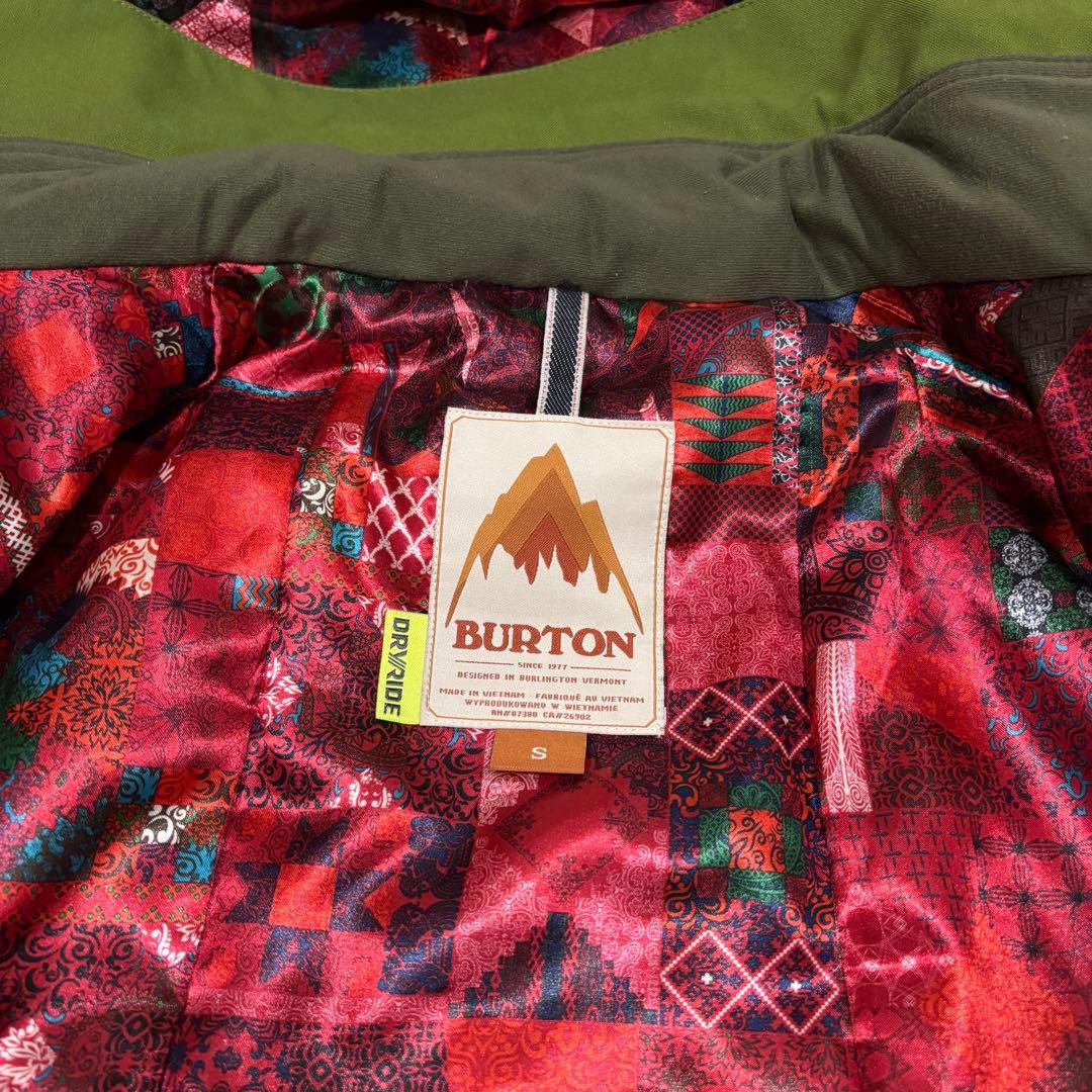 BURTONスノージャケットS カーキ DRYRIDE 防水スノボウェアバートン