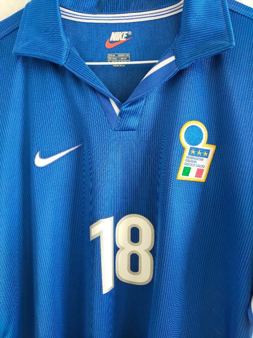 当時物】ナイキ イタリア代表 1998年 Rバッジョ 青 イギリス製 Mサイズ