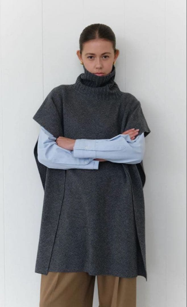 新品♡タグ付きNa.e Wool Poncho ウール ポンチョ gray