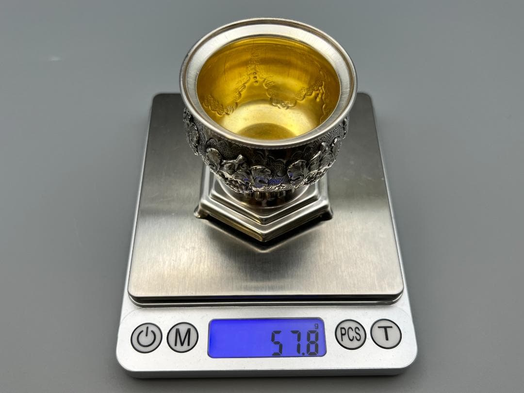 925刻印 銀製品 蒲萄文 調味料入れ？ 重量約57g｜925刻印 銀