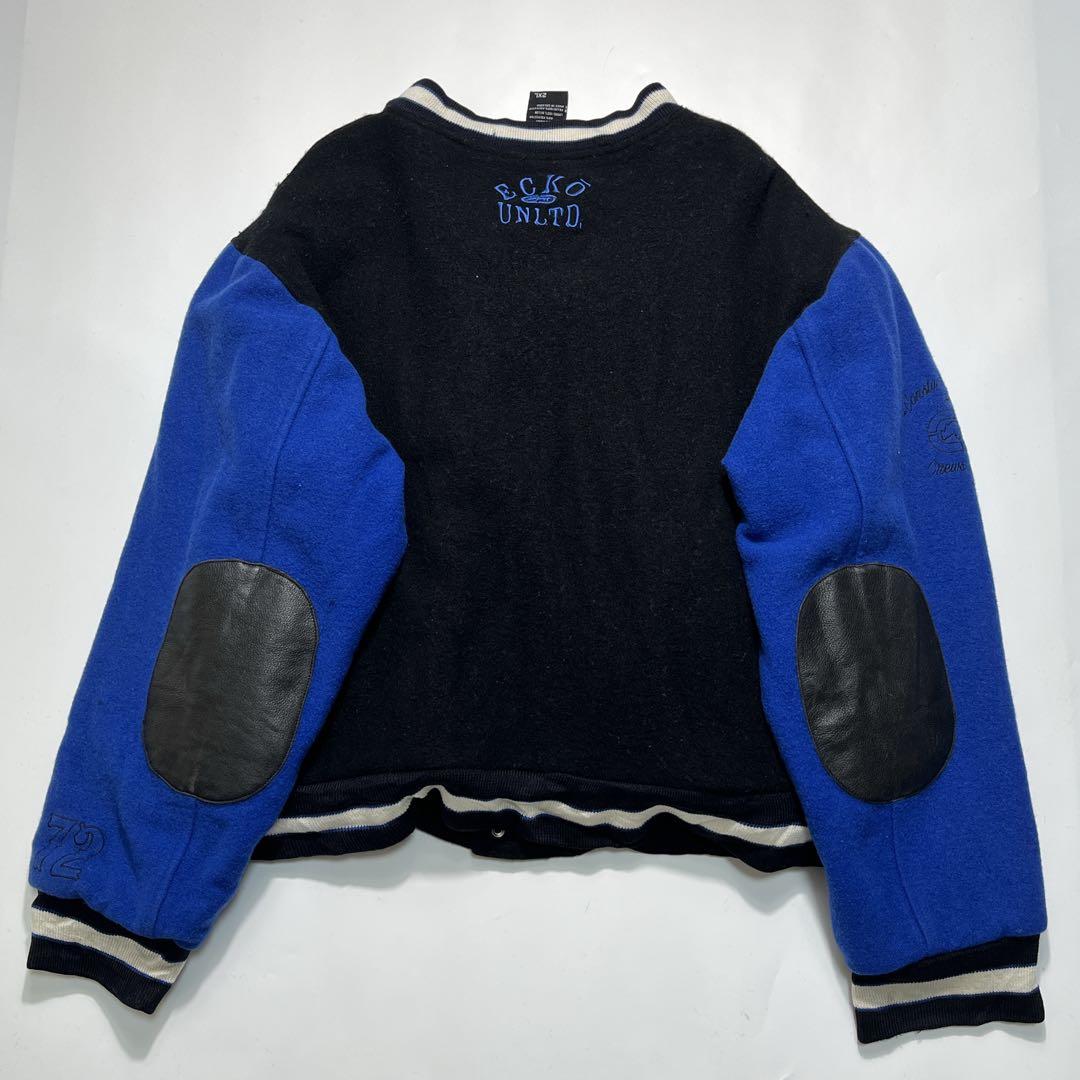 00s エコーアンリミテッド スタジャン 2XL 黒 ウール Y2K 7336