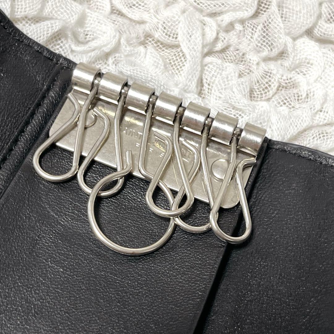 サンローラン 6連 キーケース キーフック ロゴ クロコ型押しレザー ブラック