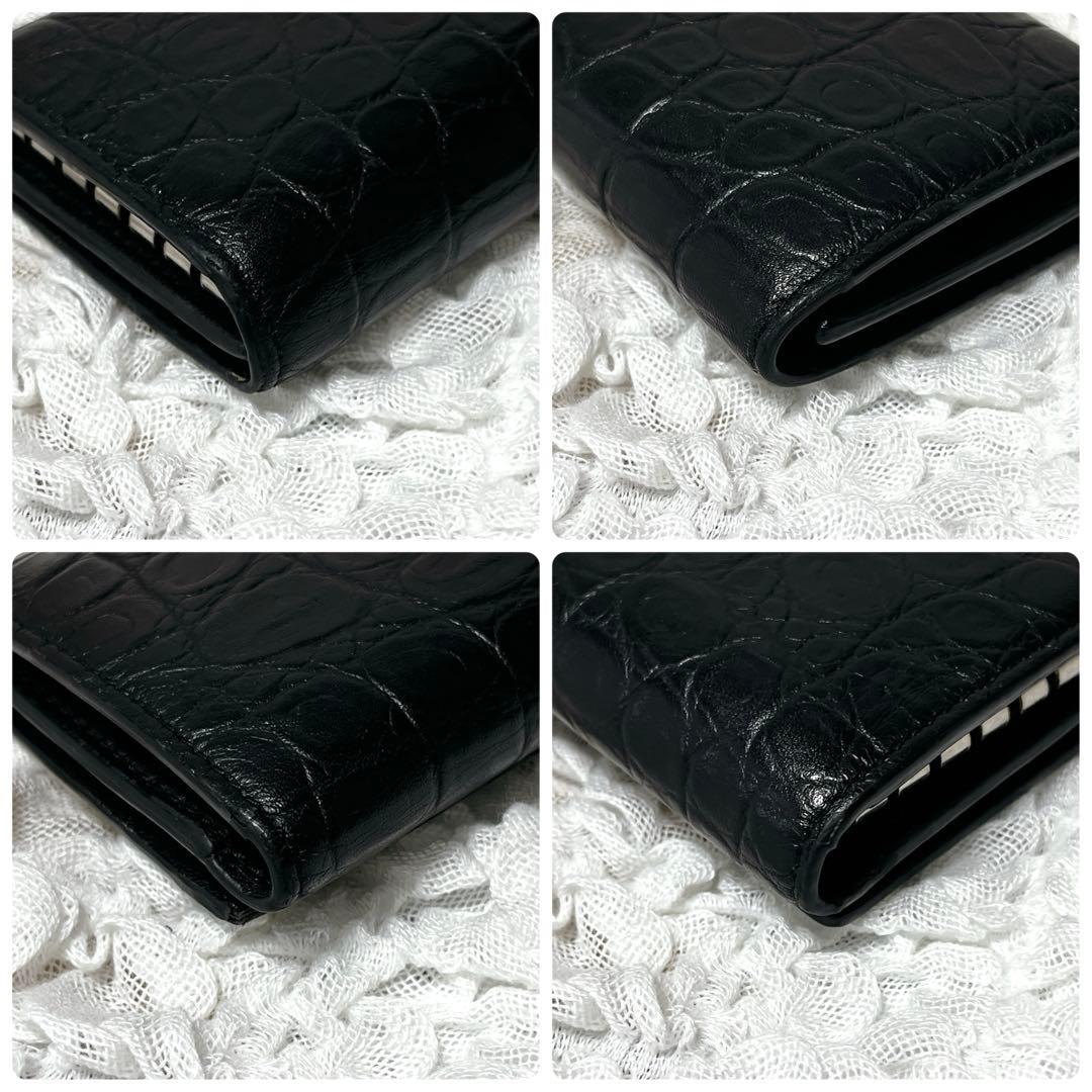 サンローラン 6連 キーケース キーフック ロゴ クロコ型押しレザー ブラック