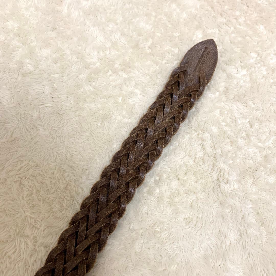 【美品】ホワイトハウスコックス 編み込み メッシュベルト レザー 本革 ブラウン