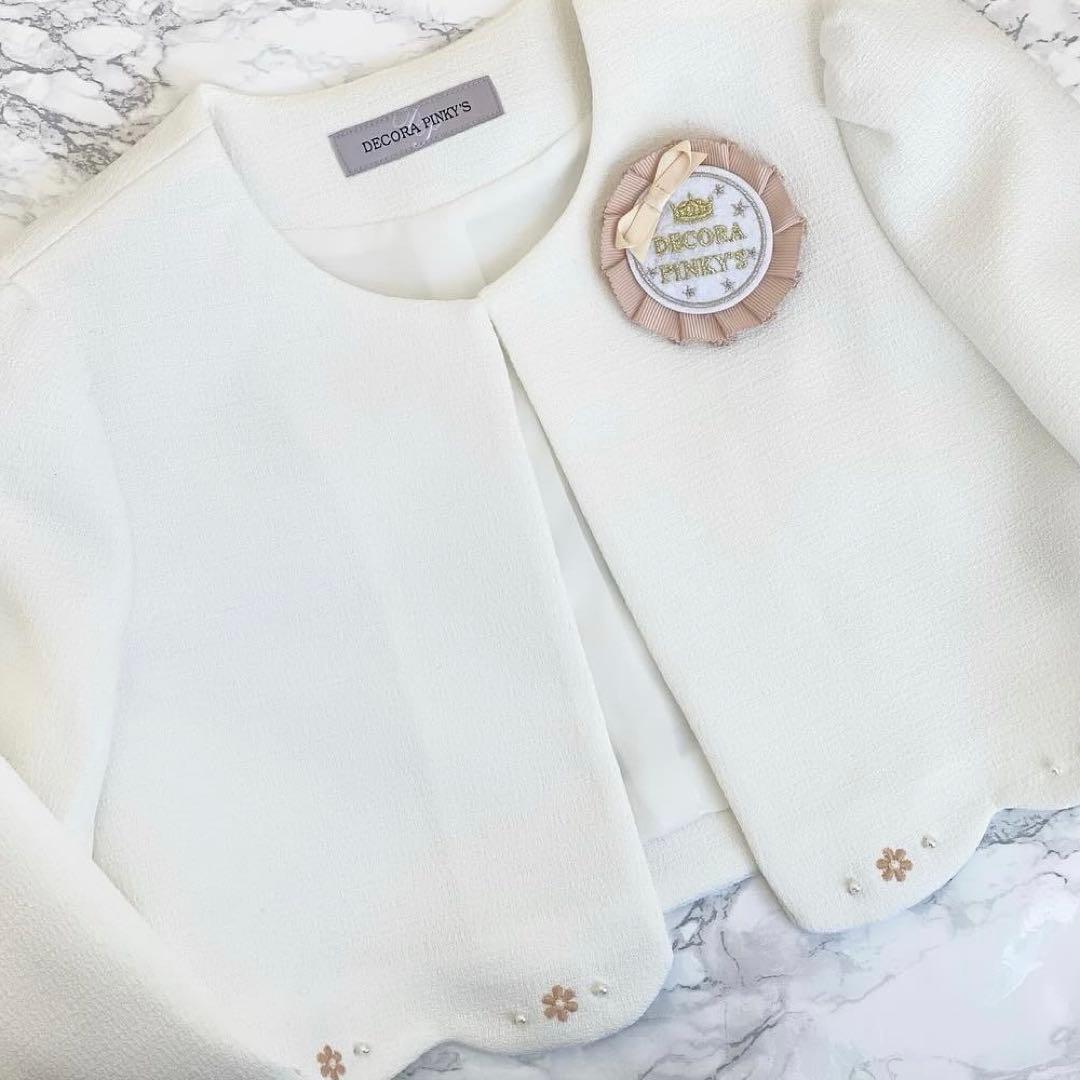 大人気!!白×ベージュフォーマル♡130入学 卒園 ⋈女の子 アンサンブル