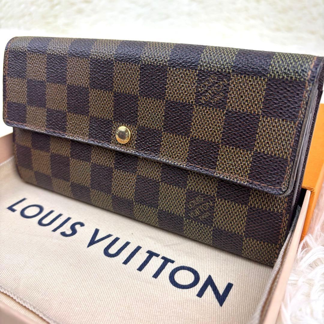 極美品！ルイヴィトン 長財布 ダミエ エベヌポルトフォイユ サラ