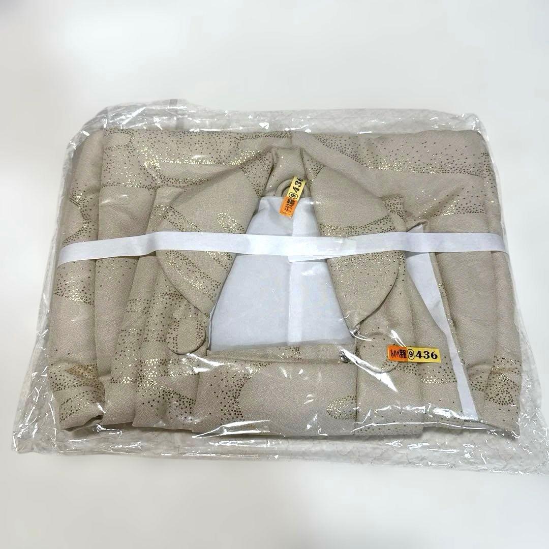 utataneひよこ商店七五三３歳用被布コートセット男の子ベージュ金彩×松文様