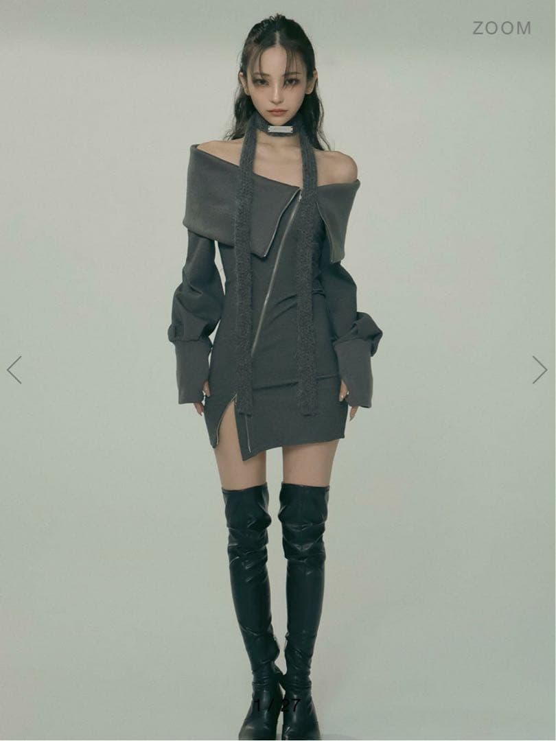 slash zip up mini dress / melt the lady