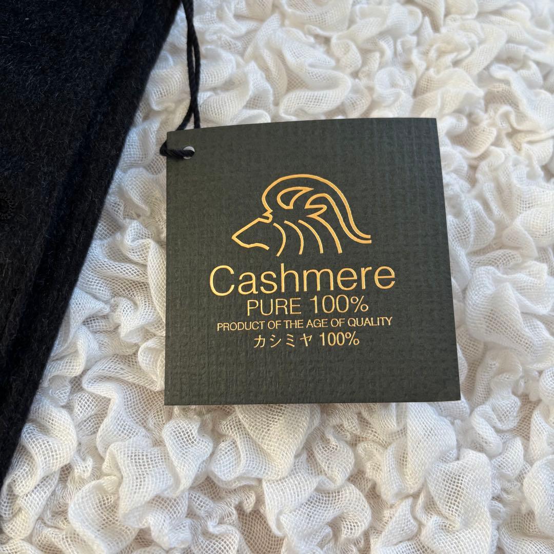 【新品・タグ付き】 メンズ カシミヤ100% ステンカラーコート ロング 黒 L