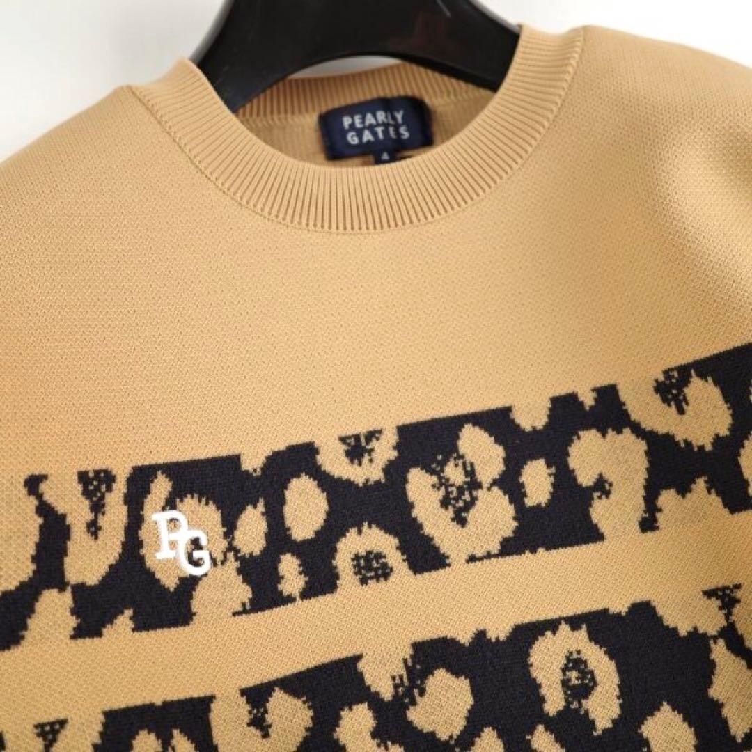 PEARLY GATES】メンズ レオパード柄クルーネックニット プルオーバー