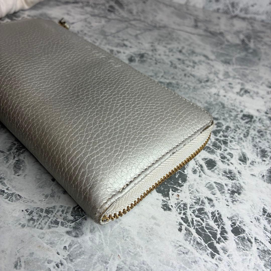 ✨GUCCI✨ グッチ 長財布 ラウンドファスナ L字ファスナー シルバー 銀