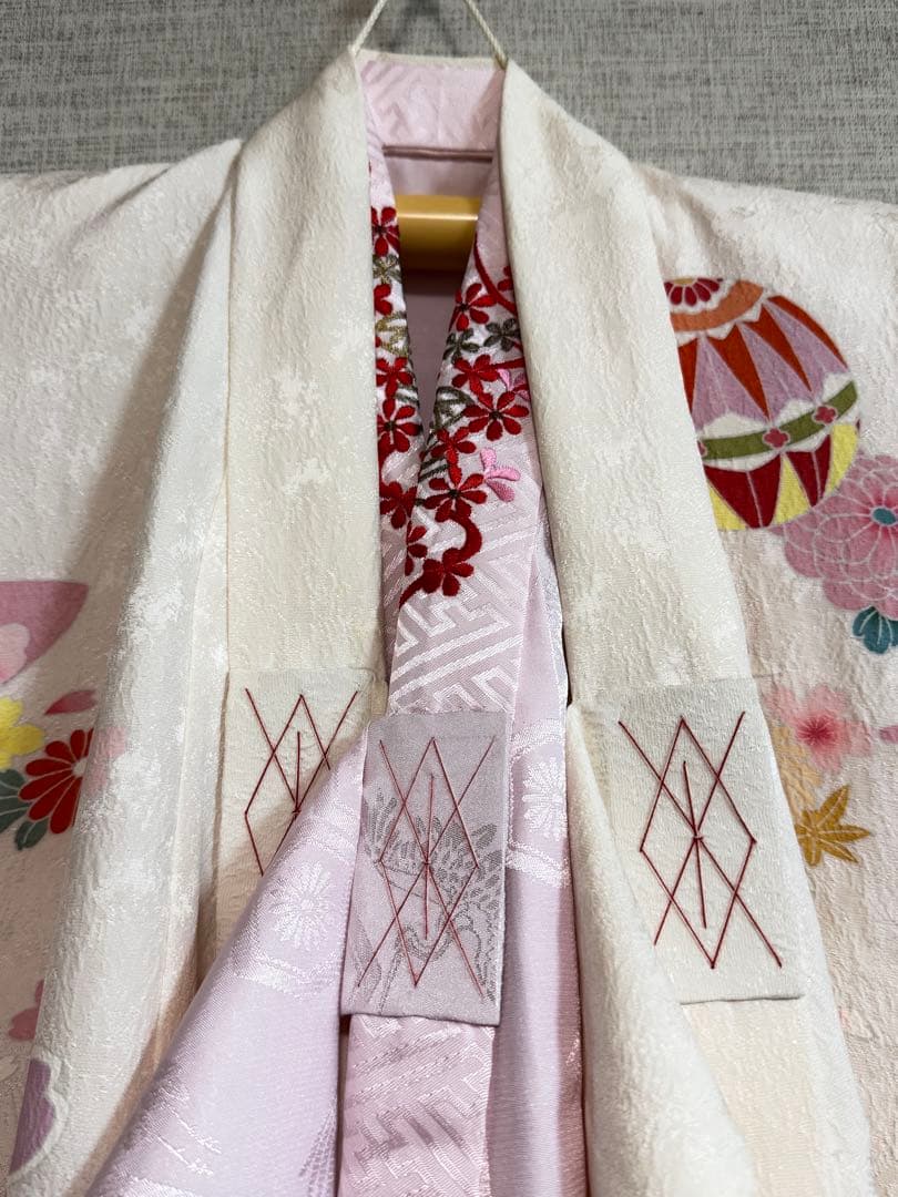 u*c様 お宮参り、産着 正絹 薄ピンク 刺繍 女の子長襦袢