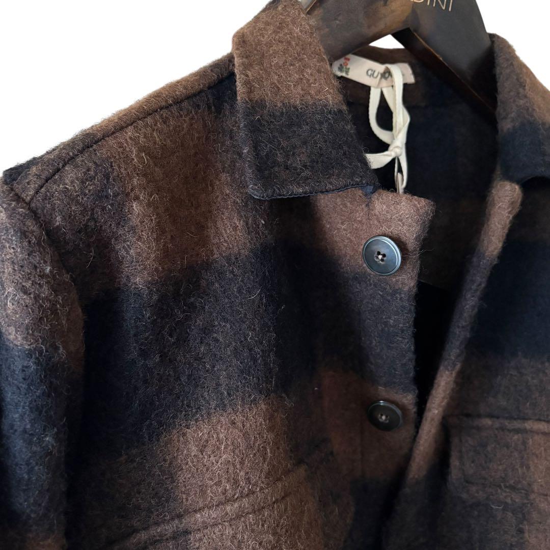 GUY ROVER/ウールボアフリース/シャツジャケット/ブラウンブラック