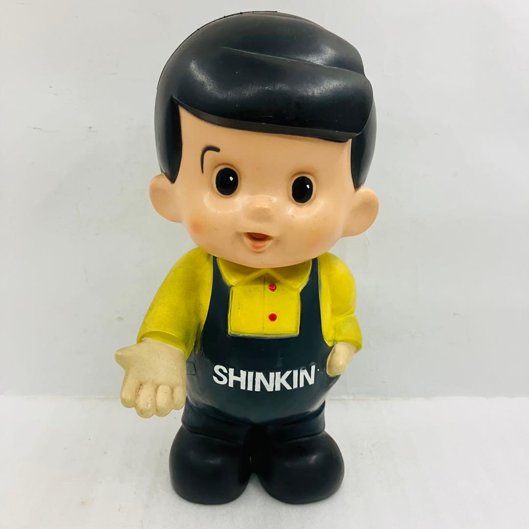 当時物 信用金庫 信ちゃん ソフビ 貯金箱 約26cm カウンター用 店頭用