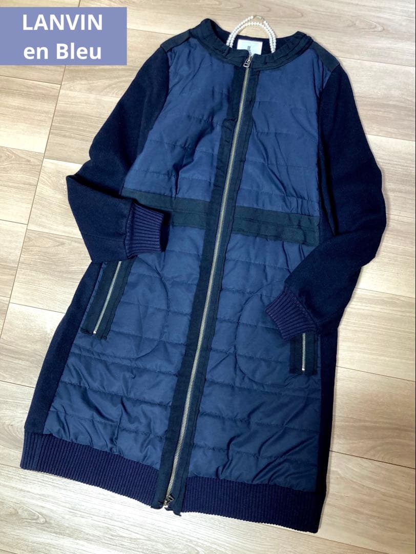 1.2回着　美品　ランバンオンブルー キルティング　ノーカラー　コート 38
