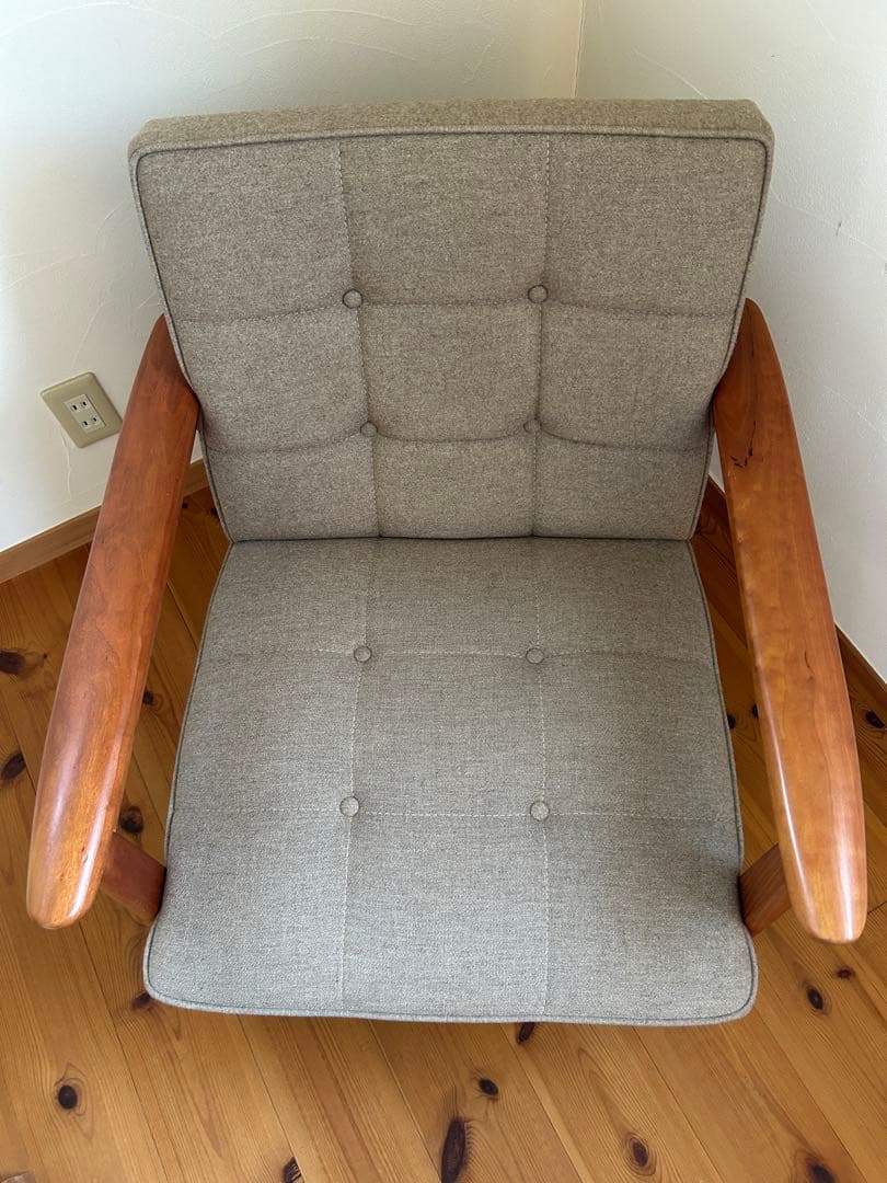 カリモク ミッドセンチュリー 1人掛けソファ グレー