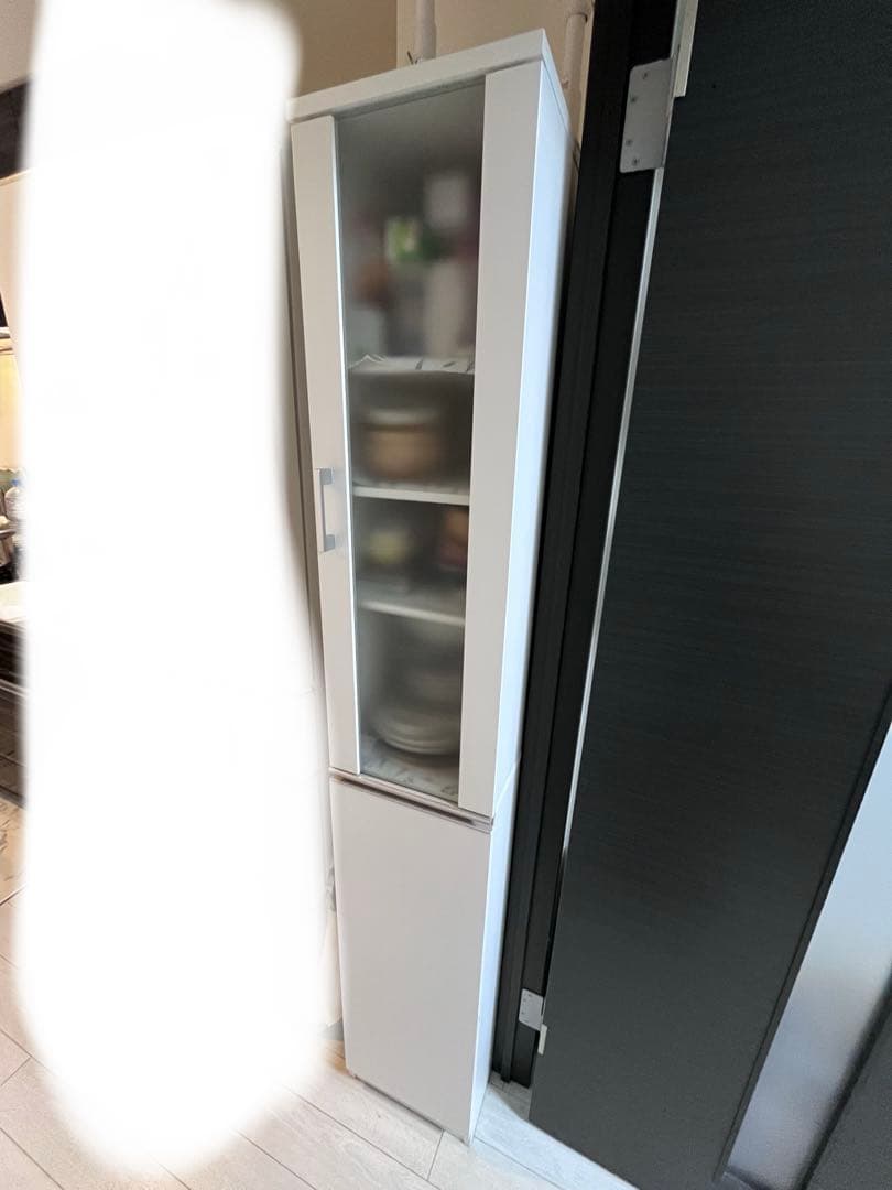 引っ越しのため23日までの出品】ホワイト スリム収納 食器棚