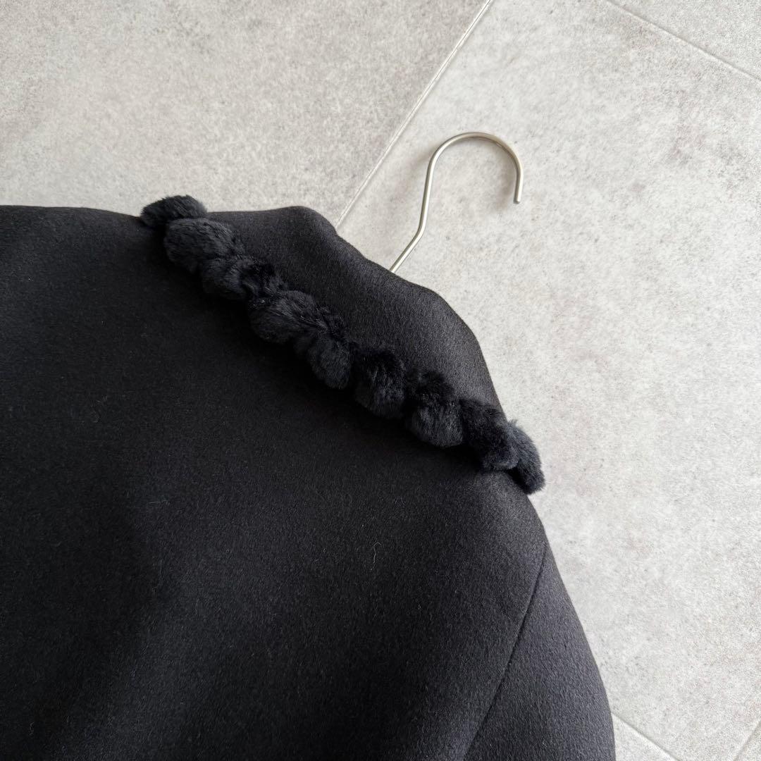 バルマン ロングコート カシミヤ混 アンゴラ混 ミンク襟 黒 9 - メルカリ