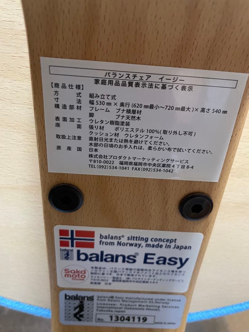 【美品】サカモトハウス バランスチェア・イージー 取説付き