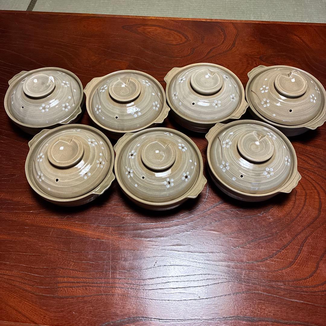 陶器製土鍋 7個セット ベージュ 渦巻き模様 - メルカリ
