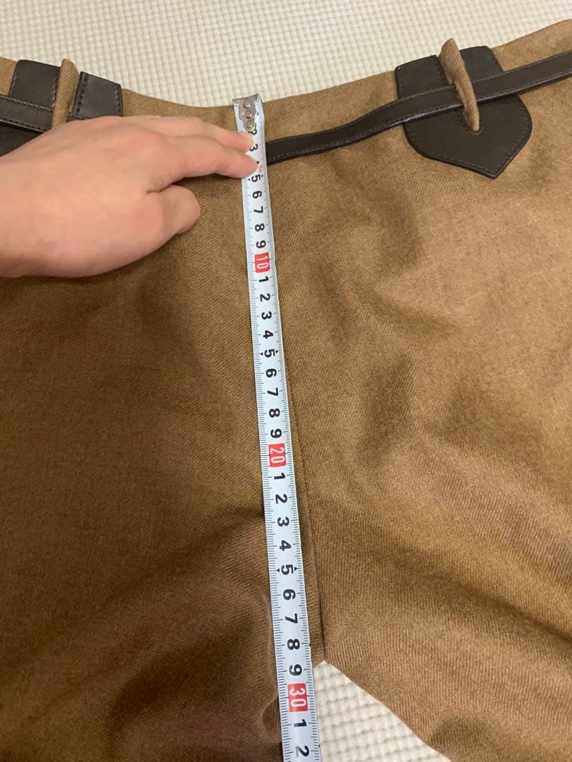HERMÈS 38ブラウン フレアパンツ ベルト付き