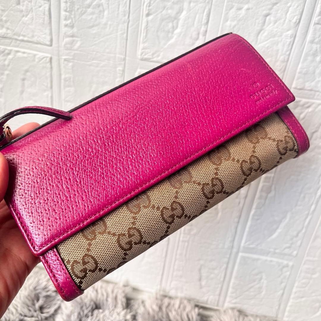 良品✨GUCCI GGキャンバス　長財布　インターロッキング　パープル