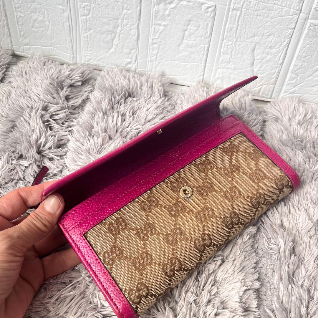 良品✨GUCCI GGキャンバス　長財布　インターロッキング　パープル