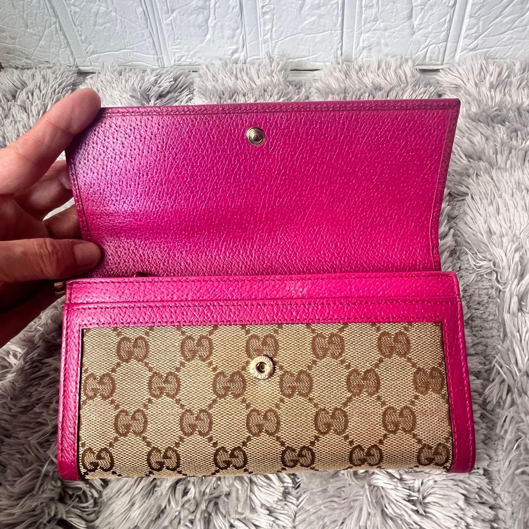 良品✨GUCCI GGキャンバス　長財布　インターロッキング　パープル