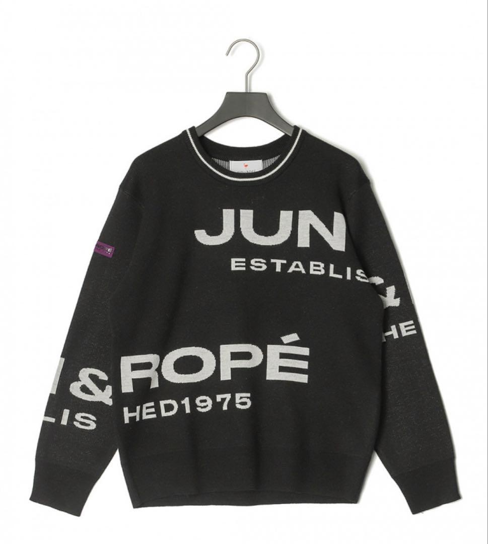 新品タグ付き JUN & ROPE ロゴプリント セーター 黒 M ゴルフ - メルカリ