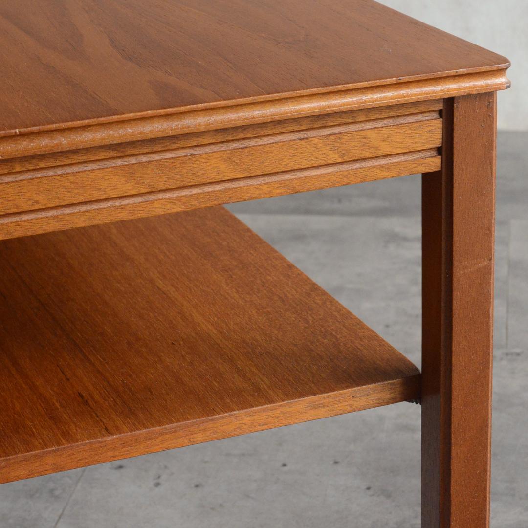 イギリスヴィンテージ チーク ローテーブル コーヒーテーブル 棚付き 再塗装済