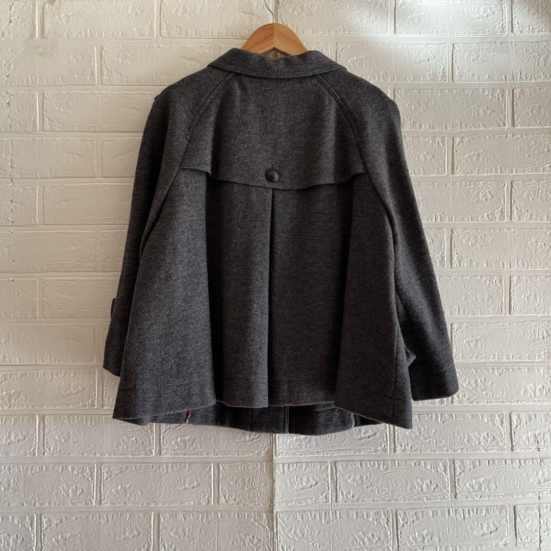 【美品】《BURBERRY LONDON》ポンチョ風 ウール ショート コート