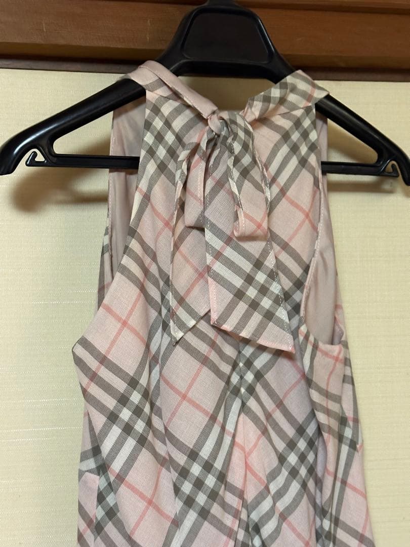 バーバリーブルーレーベル　ピンク系ホルダーネックワンピース