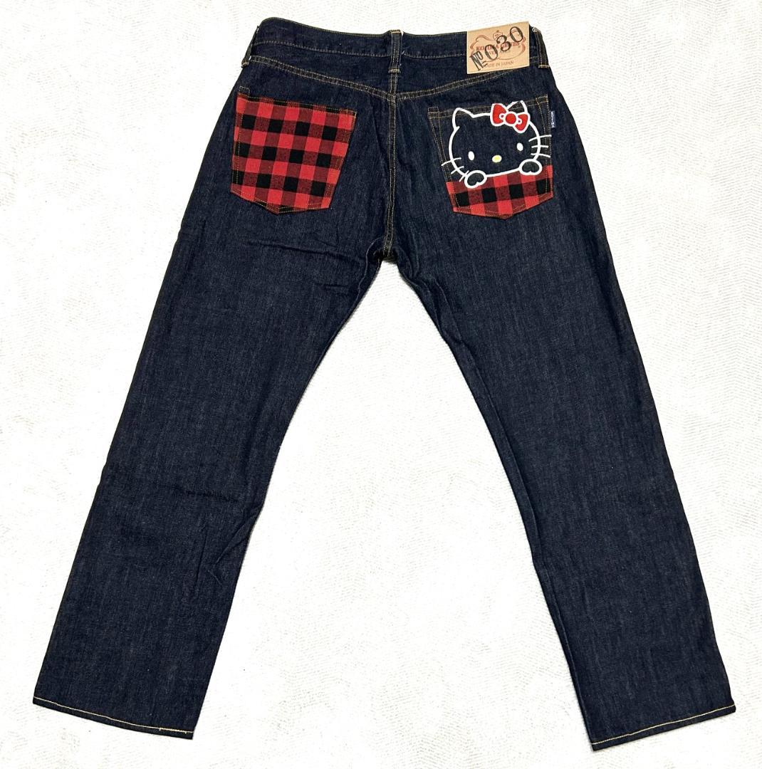 【濃紺美品】児島ジーンズ ハローキティ コラボ ジーンズ 36 Y2K